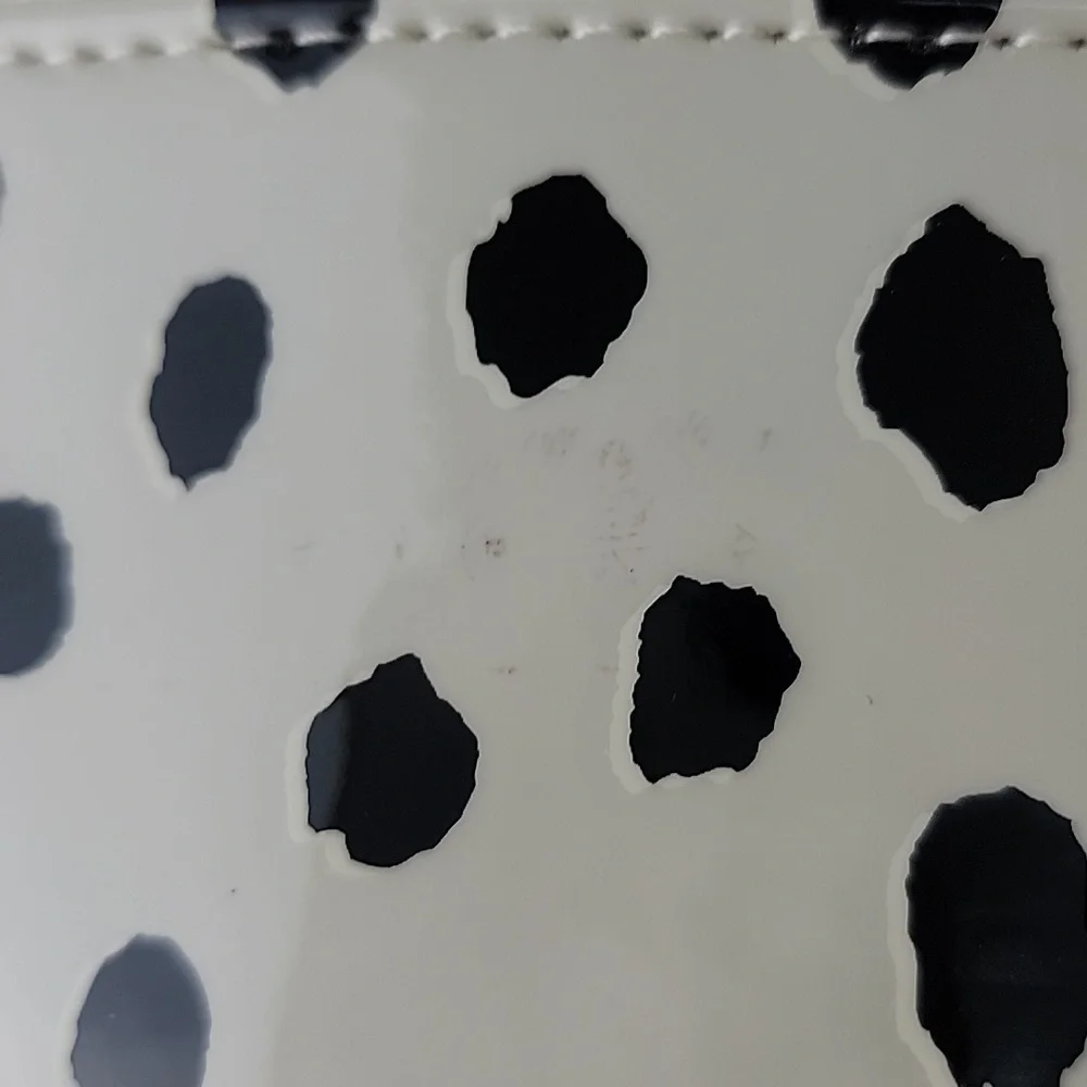 KATE‎ SPADE Ivory Black Spotted Dot Animal Print Preppy Glam Zip Pencil Pouch